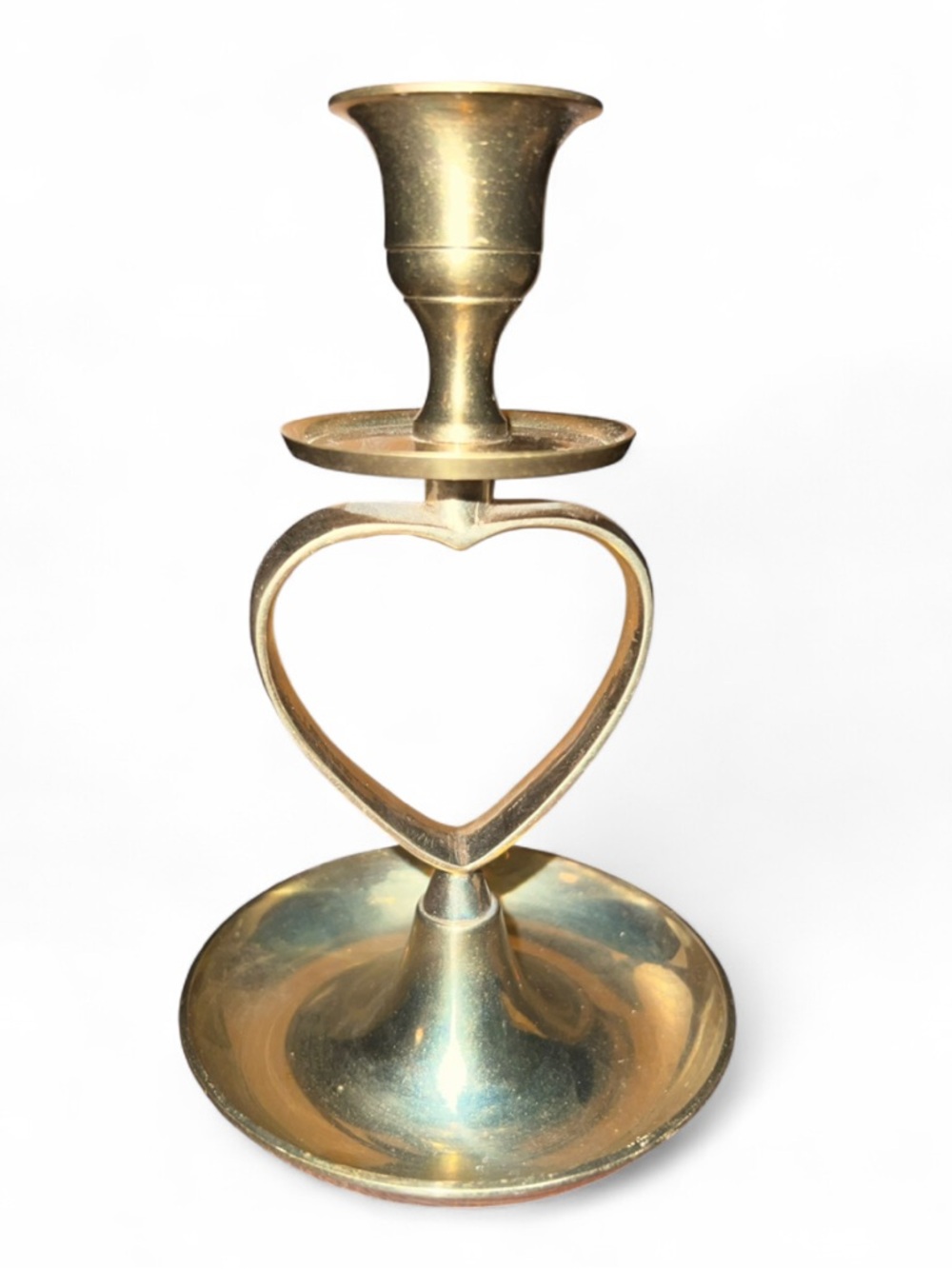 Brass Heart-Shaped Vintage Candle Holder